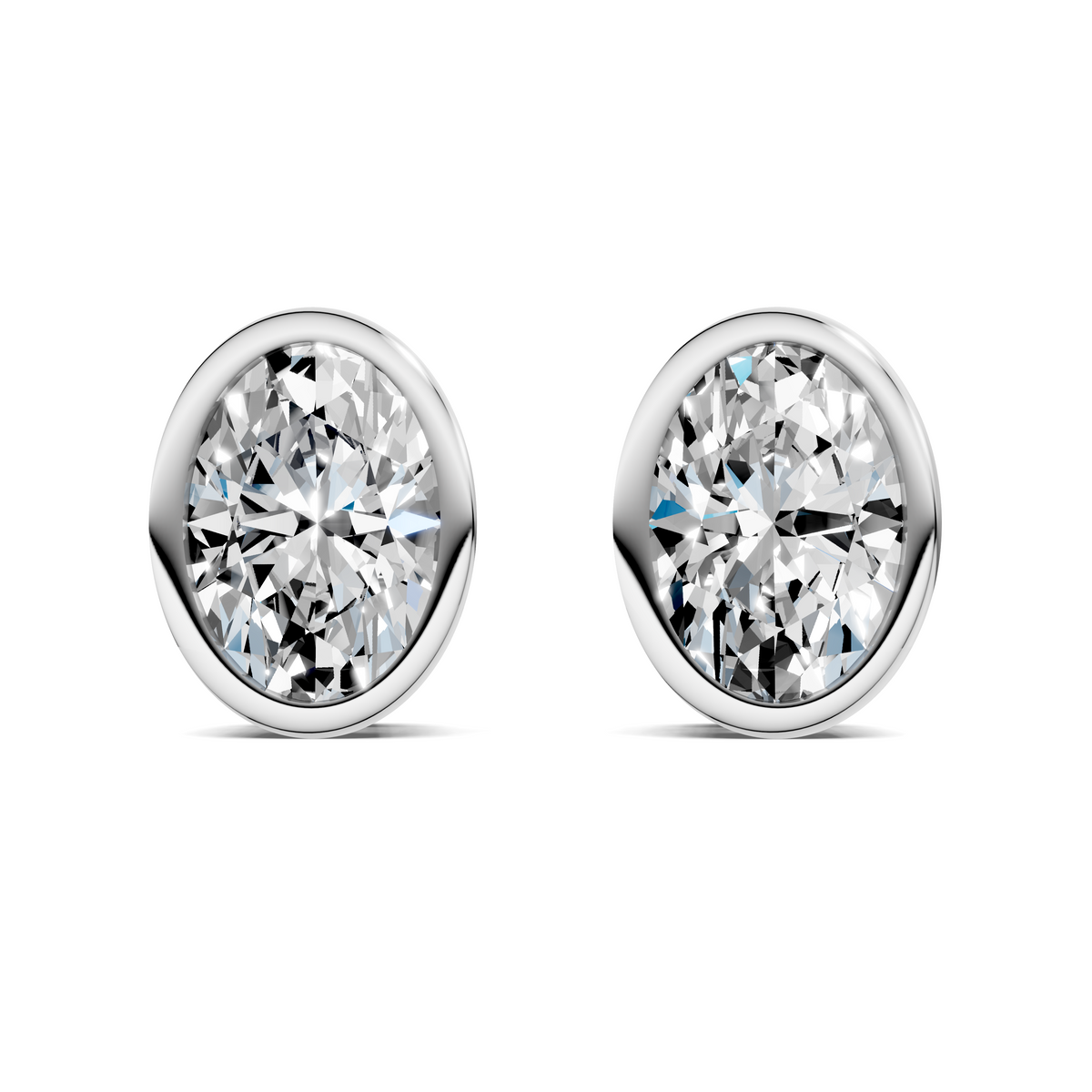 Oval Cut Lab Diamond Bezel Stud Earrings