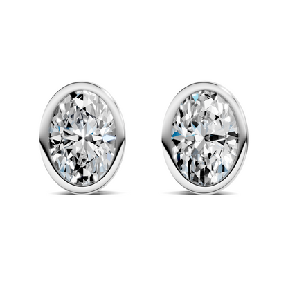 Oval Cut Lab Diamond Bezel Stud Earrings