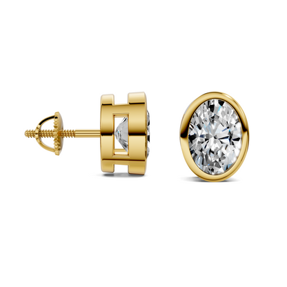 Oval Cut Lab Diamond Bezel Stud Earrings