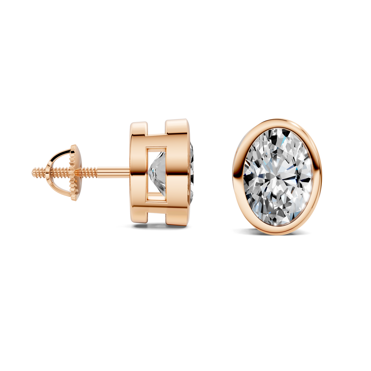 Oval Cut Lab Diamond Bezel Stud Earrings