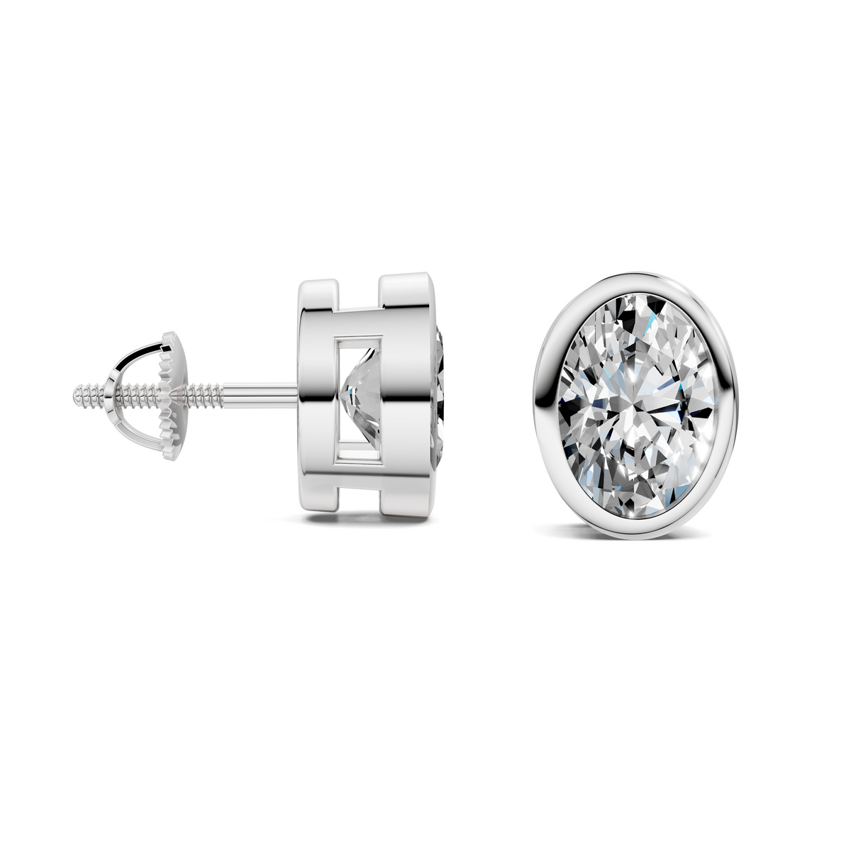 Oval Cut Lab Diamond Bezel Stud Earrings