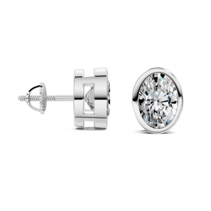 Oval Cut Lab Diamond Bezel Stud Earrings