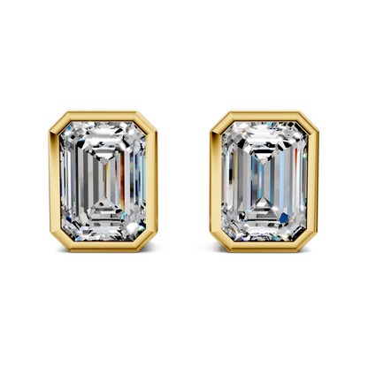 Emerald Cut Lab Diamond Bezel Stud Earrings