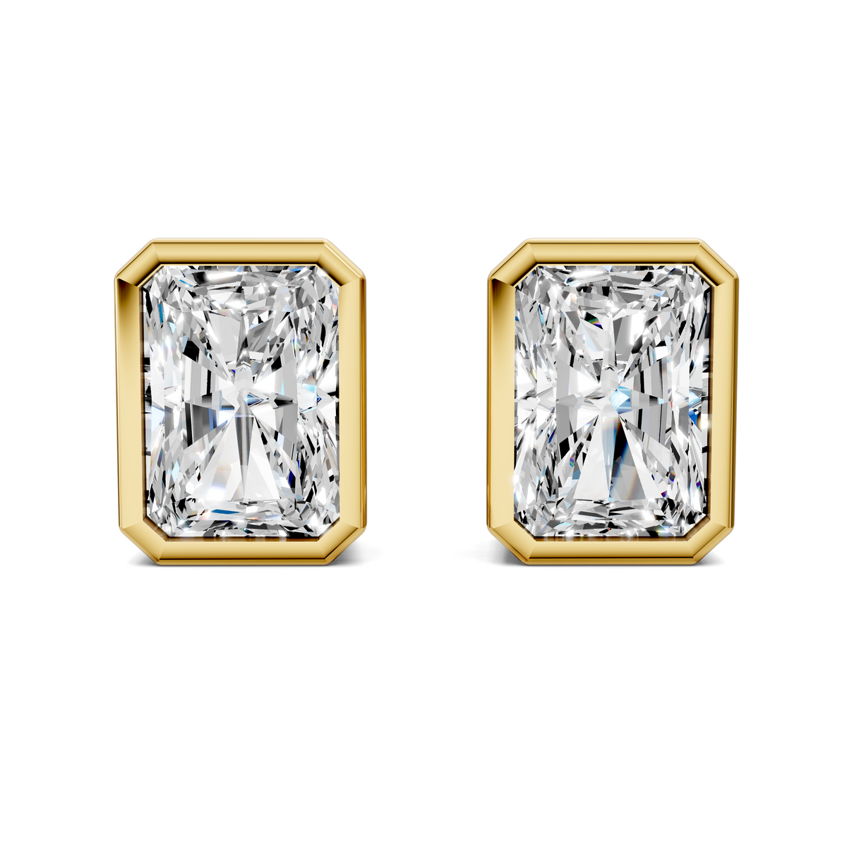 Radiant Cut Lab Diamond Bezel Stud Earrings