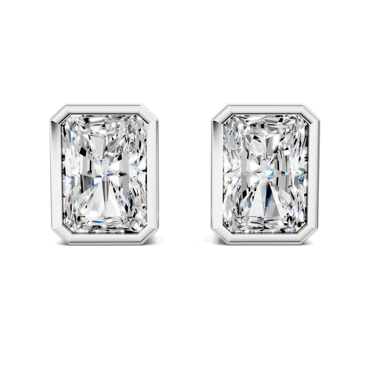 Radiant Cut Lab Diamond Bezel Stud Earrings