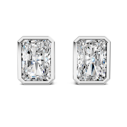 Radiant Cut Lab Diamond Bezel Stud Earrings