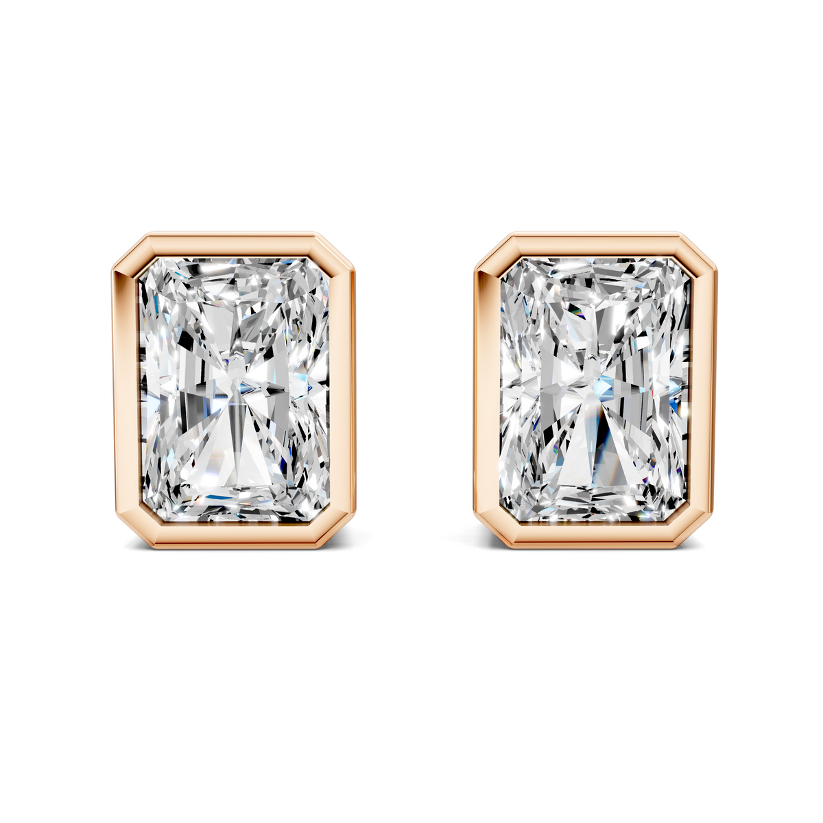 Radiant Cut Lab Diamond Bezel Stud Earrings