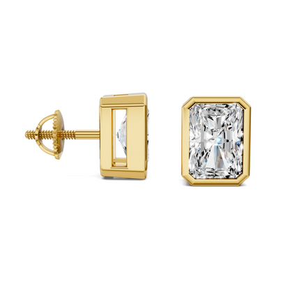 Radiant Cut Lab Diamond Bezel Stud Earrings
