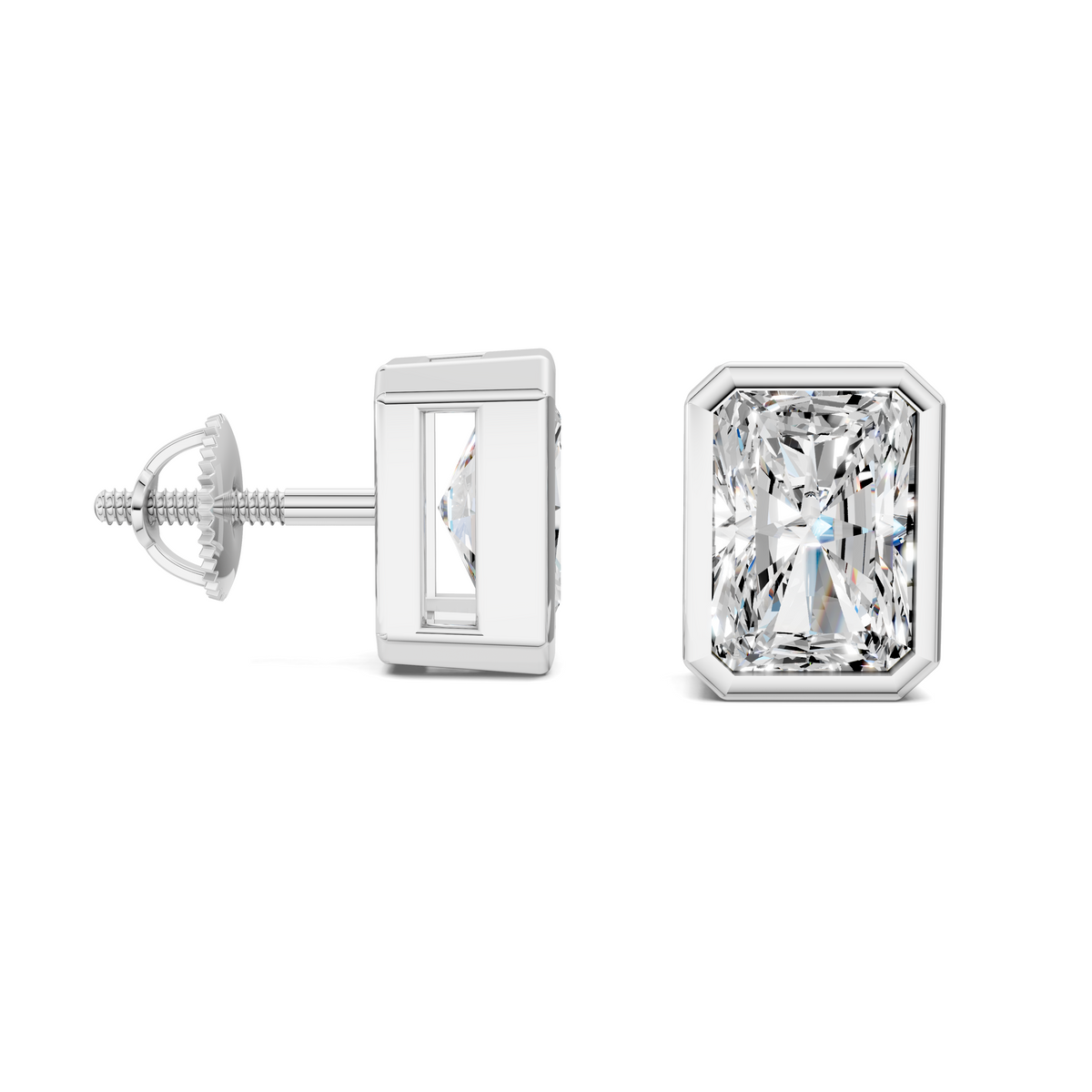 Radiant Cut Lab Diamond Bezel Stud Earrings