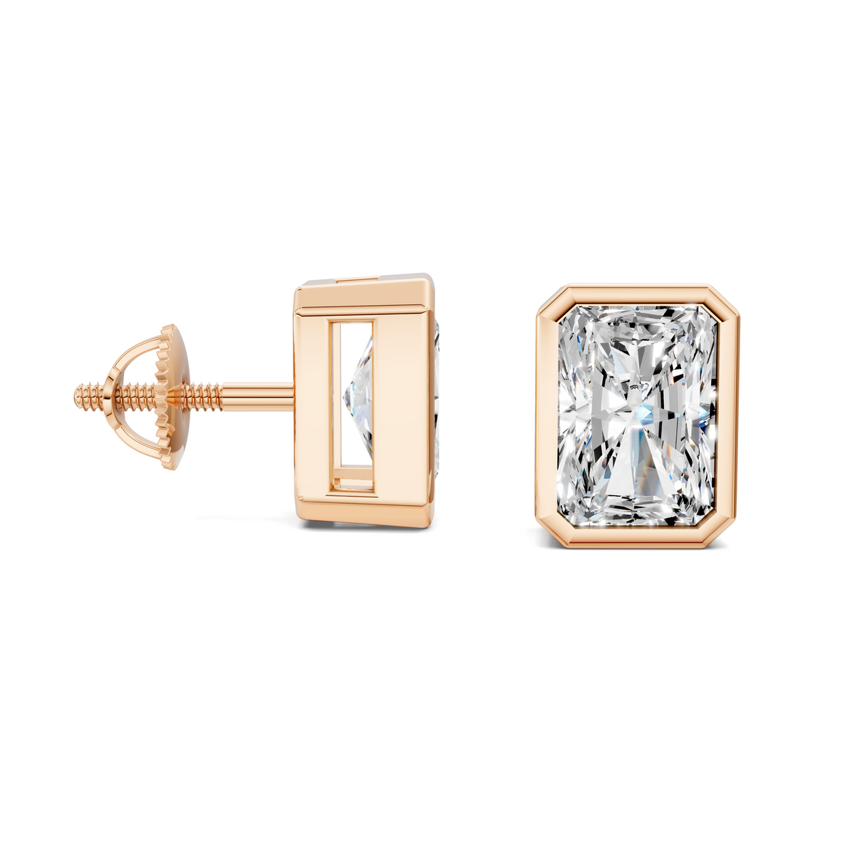Radiant Cut Lab Diamond Bezel Stud Earrings