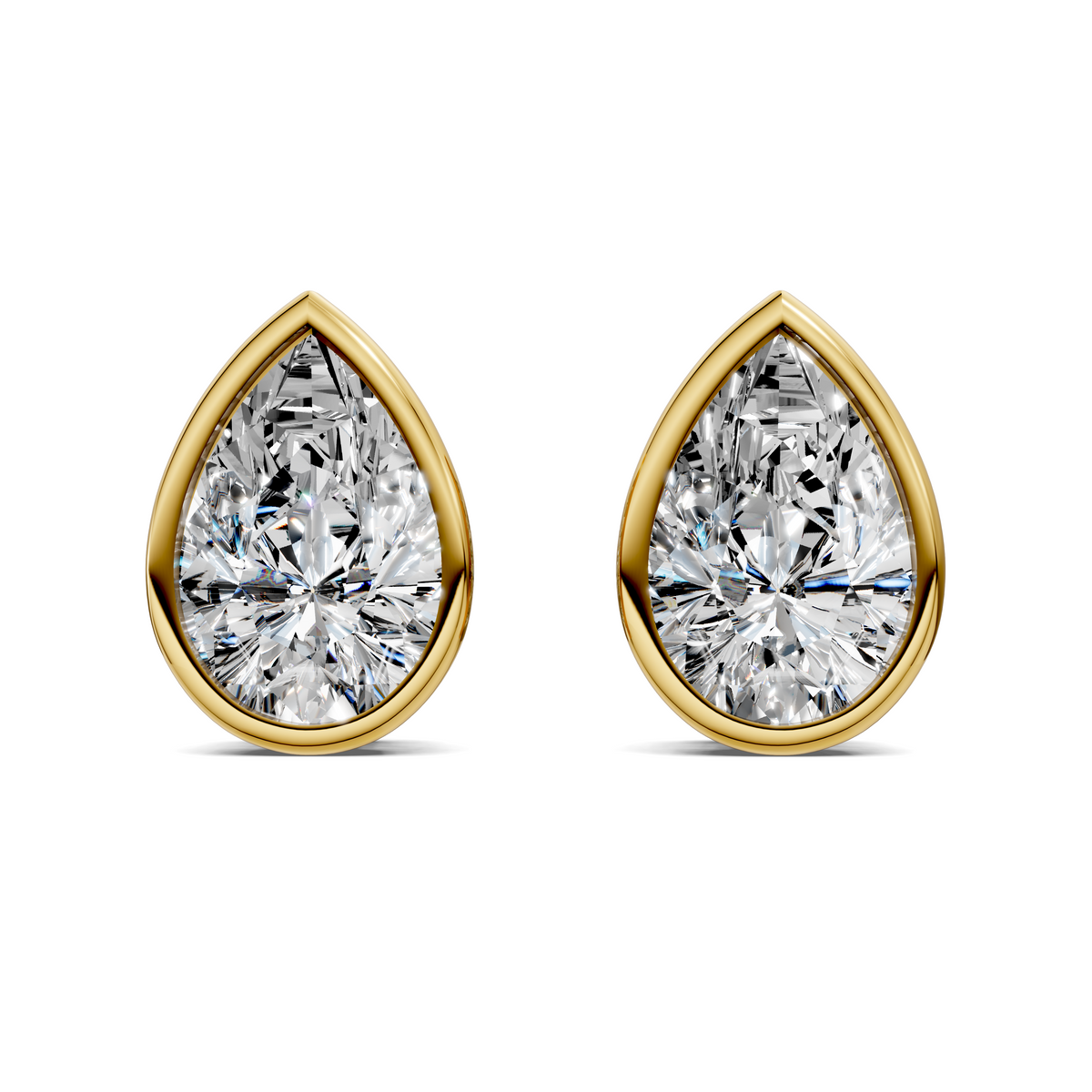 Pear Cut Lab Diamond Bezel Stud Earrings