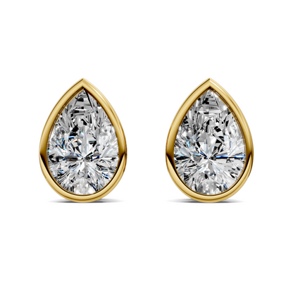 Pear Cut Lab Diamond Bezel Stud Earrings