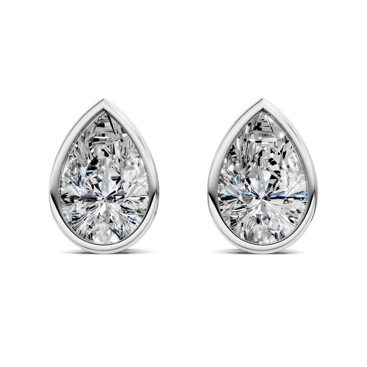 Pear Cut Lab Diamond Bezel Stud Earrings