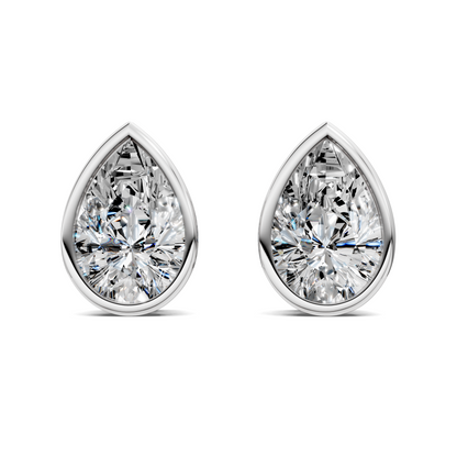 Pear Cut Lab Diamond Bezel Stud Earrings