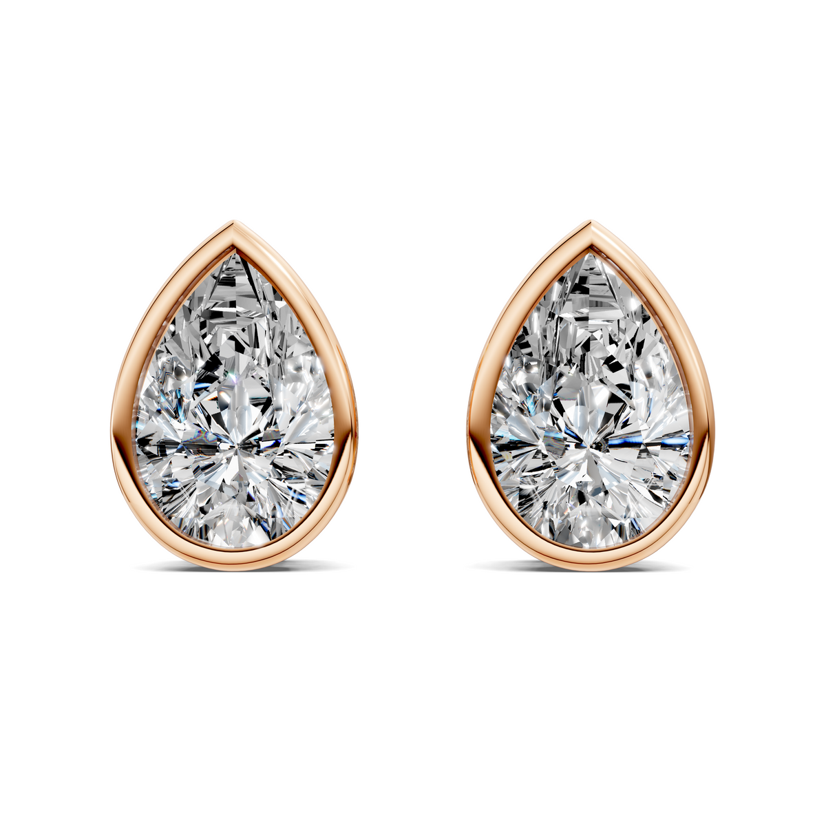 Pear Cut Lab Diamond Bezel Stud Earrings