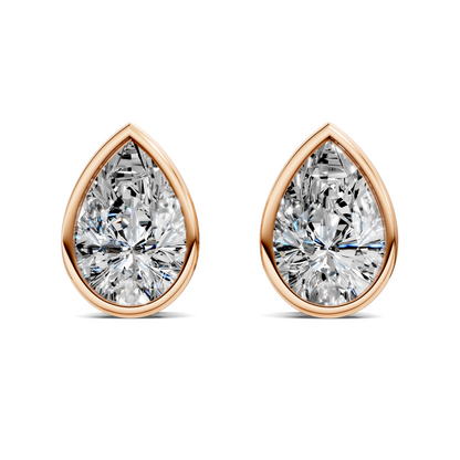 Pear Cut Lab Diamond Bezel Stud Earrings