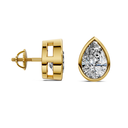 Pear Cut Lab Diamond Bezel Stud Earrings
