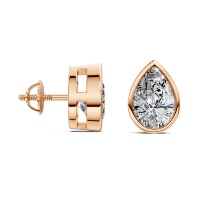 Pear Cut Lab Diamond Bezel Stud Earrings