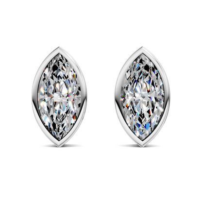 Marquise Cut Lab Diamond Bezel Stud Earrings