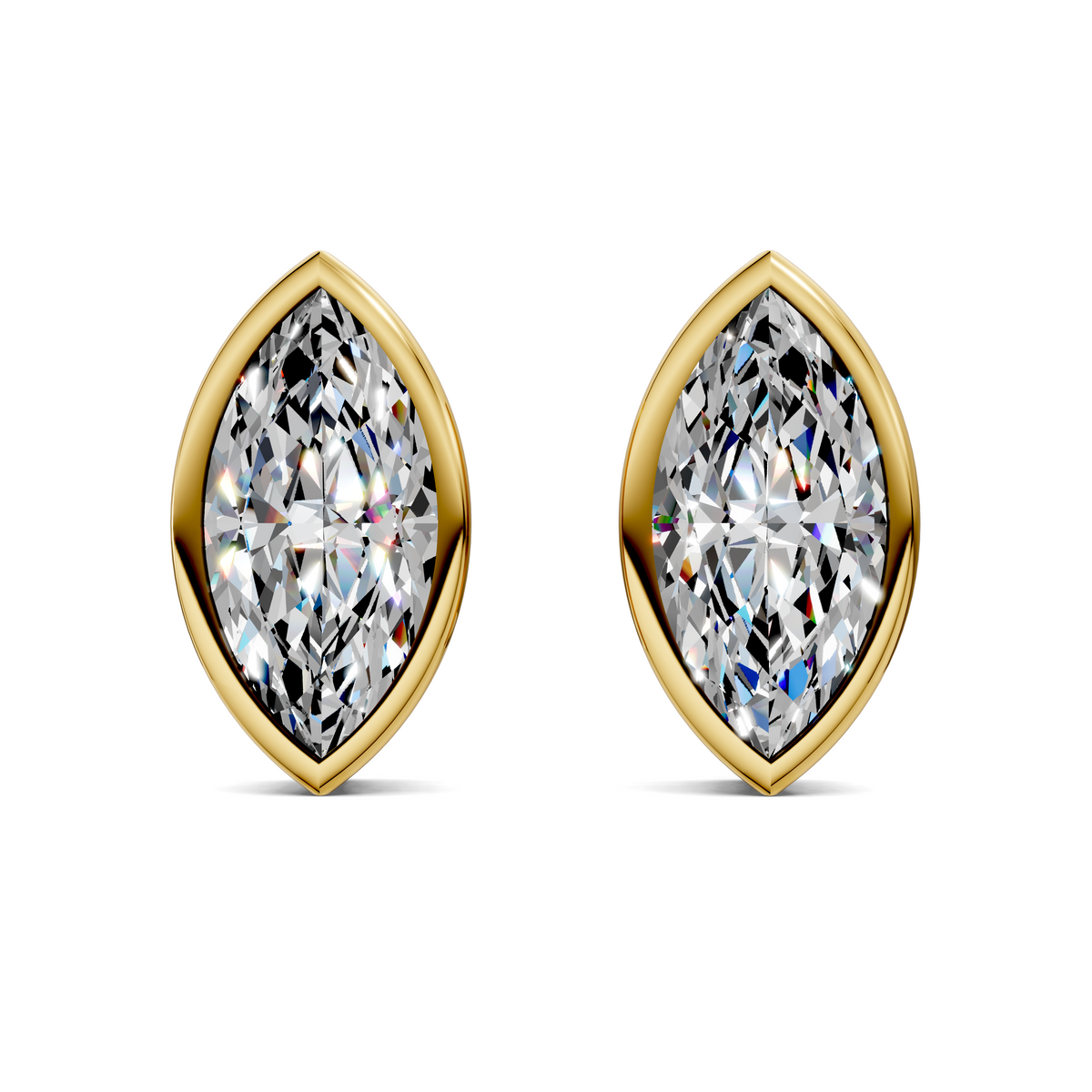 Marquise Cut Lab Diamond Bezel Stud Earrings