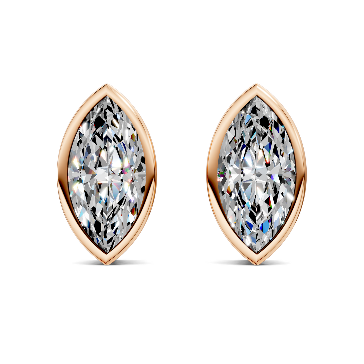 Marquise Cut Lab Diamond Bezel Stud Earrings