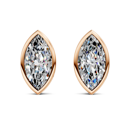 Marquise Cut Lab Diamond Bezel Stud Earrings