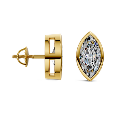 Marquise Cut Lab Diamond Bezel Stud Earrings
