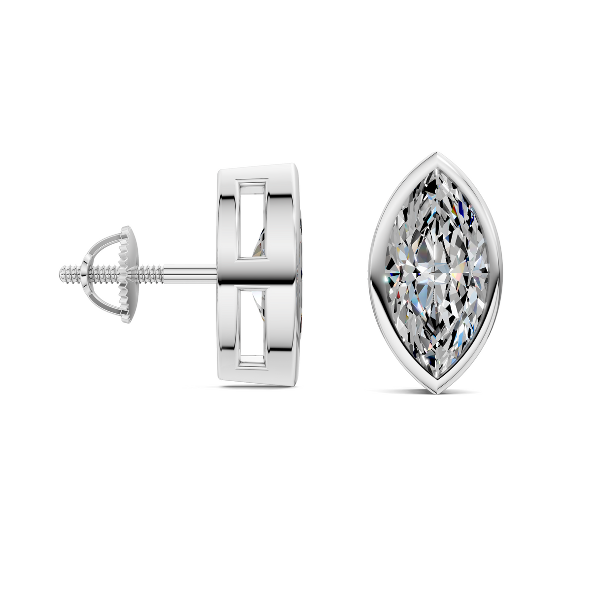 Marquise Cut Lab Diamond Bezel Stud Earrings
