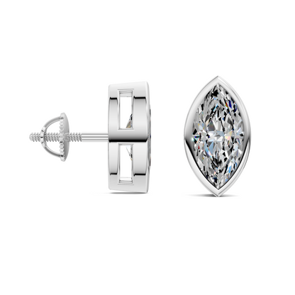 Marquise Cut Lab Diamond Bezel Stud Earrings