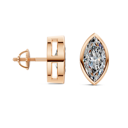 Marquise Cut Lab Diamond Bezel Stud Earrings