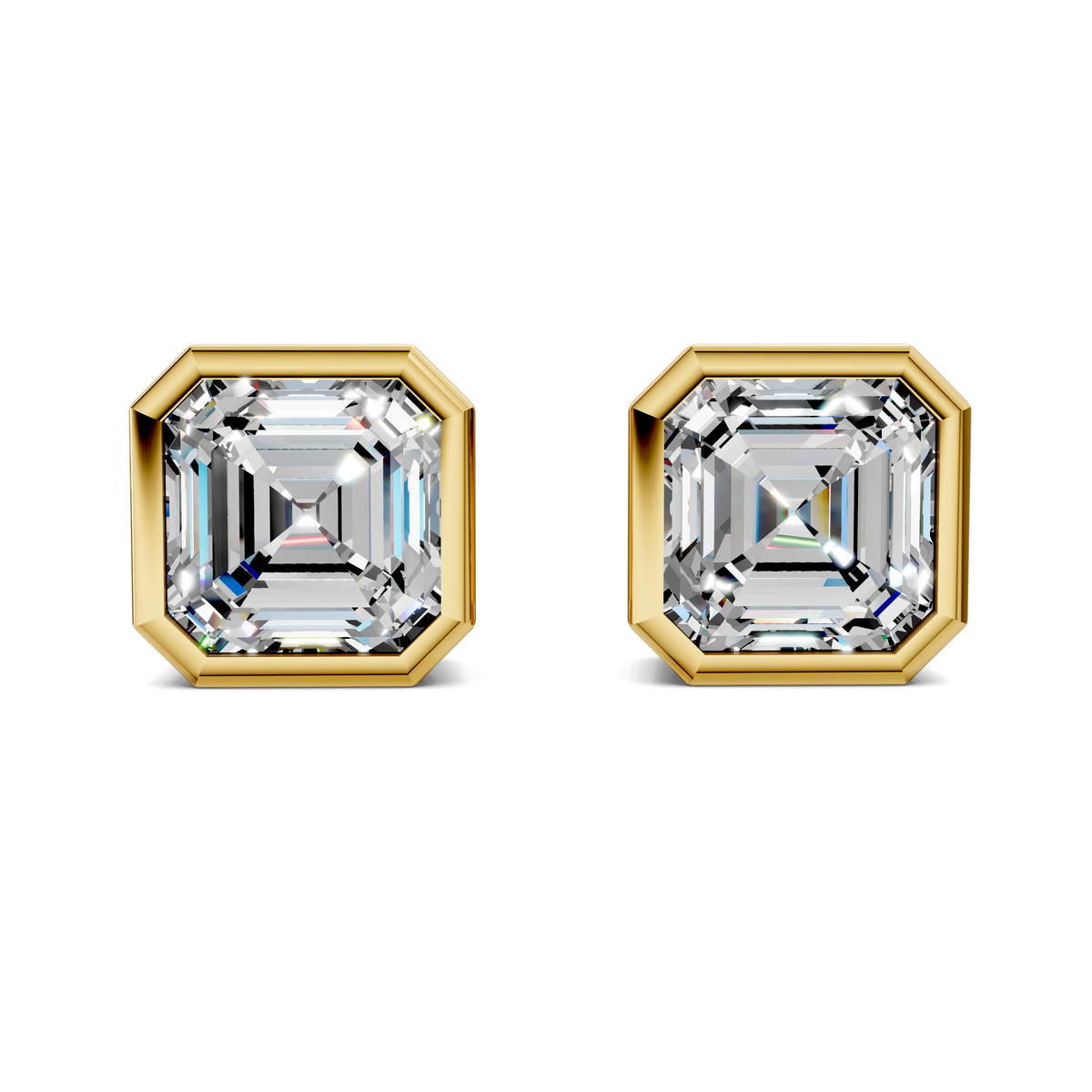 Asscher Cut Lab Diamond Bezel Stud Earrings