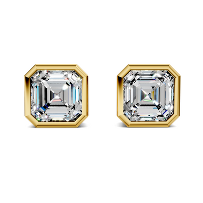 Asscher Cut Lab Diamond Bezel Stud Earrings