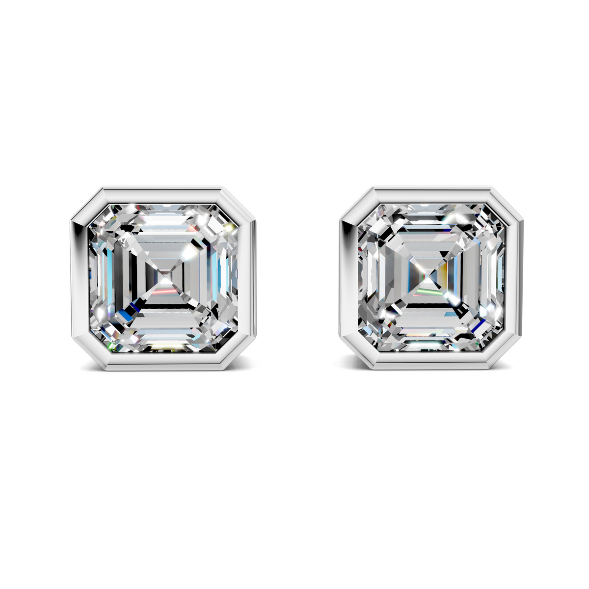Asscher Cut Lab Diamond Bezel Stud Earrings