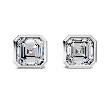 Asscher Cut Lab Diamond Bezel Stud Earrings