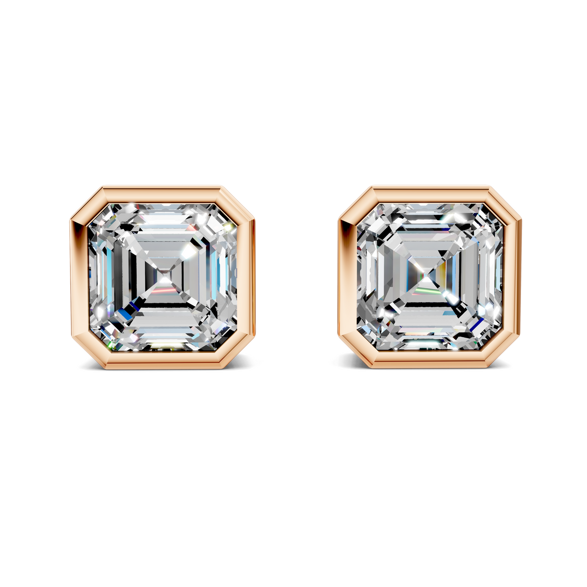 Asscher Cut Lab Diamond Bezel Stud Earrings