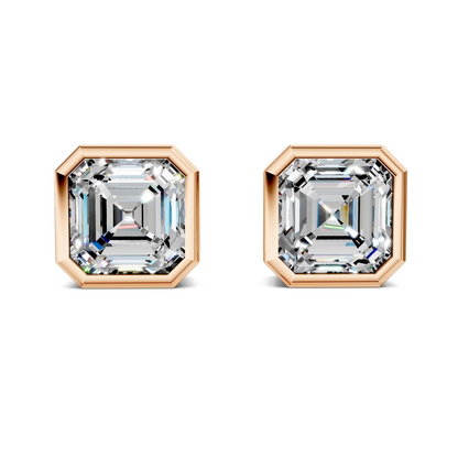 Asscher Cut Lab Diamond Bezel Stud Earrings