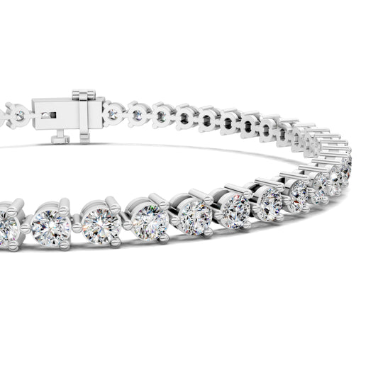 3 carat classic three prong lab grown diamond tennis bracelet in gold by Opes & Co