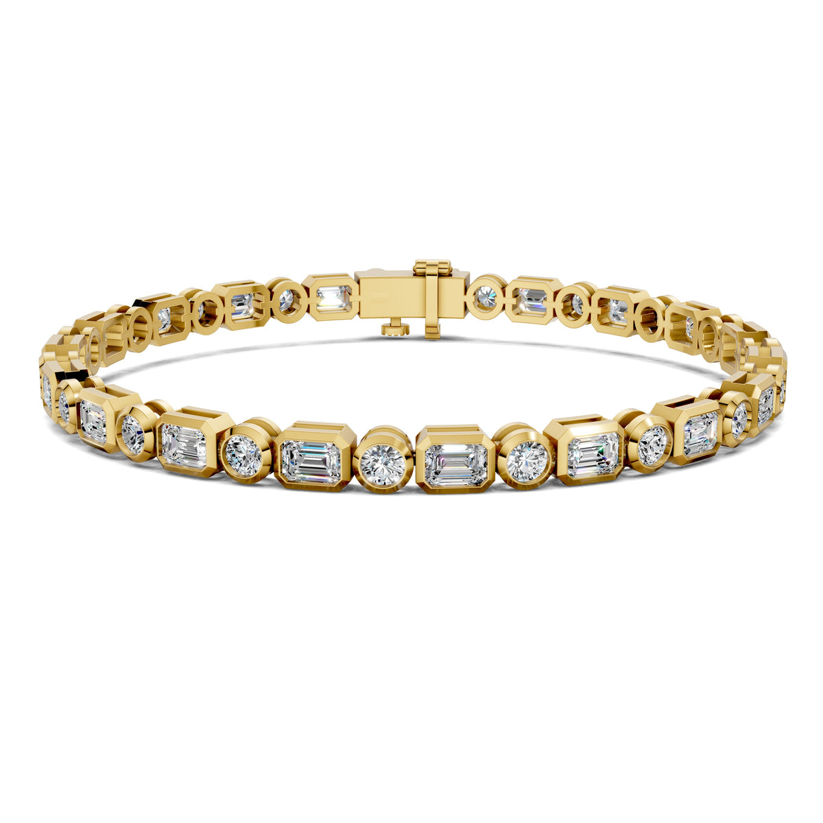 Emerald and Round Bezel Tennis Bracelet (4.5 TCW)