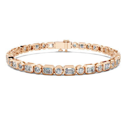 Emerald and Round Bezel Tennis Bracelet (4.5 TCW)