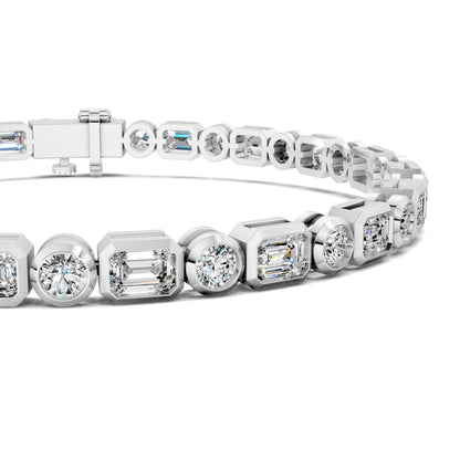 Emerald and Round Bezel Tennis Bracelet (4.5 TCW)