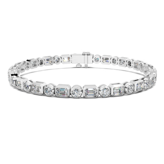 Emerald and Round Bezel Tennis Bracelet (4.5ct)