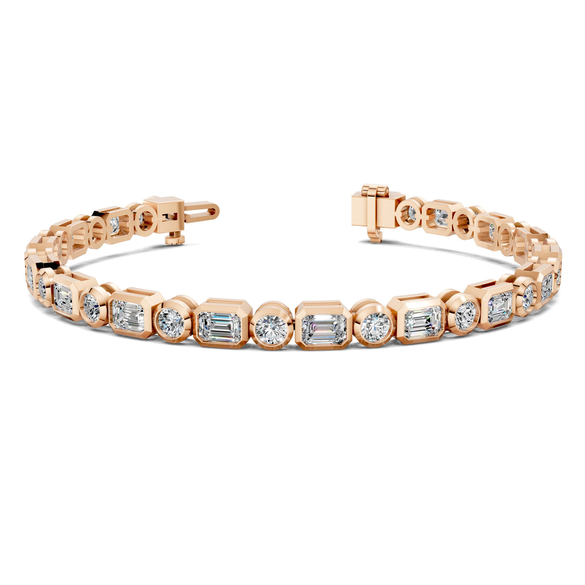 Emerald and Round Bezel Tennis Bracelet (4.5 TCW)