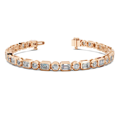 Emerald and Round Bezel Tennis Bracelet (4.5 TCW)