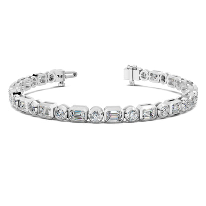 Emerald and Round Bezel Tennis Bracelet (4.5 TCW)
