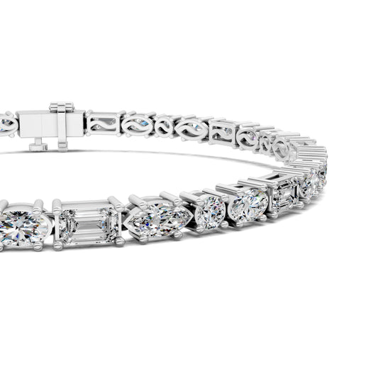 7.5 carat mixed fancy shape lab grown diamond tennis bracelet in gold by Opes & Co