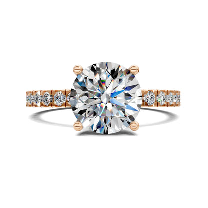 Alexandra Petite Pavé Hidden Halo Engagement Ring - 2ct Round Lab Grown Diamond
