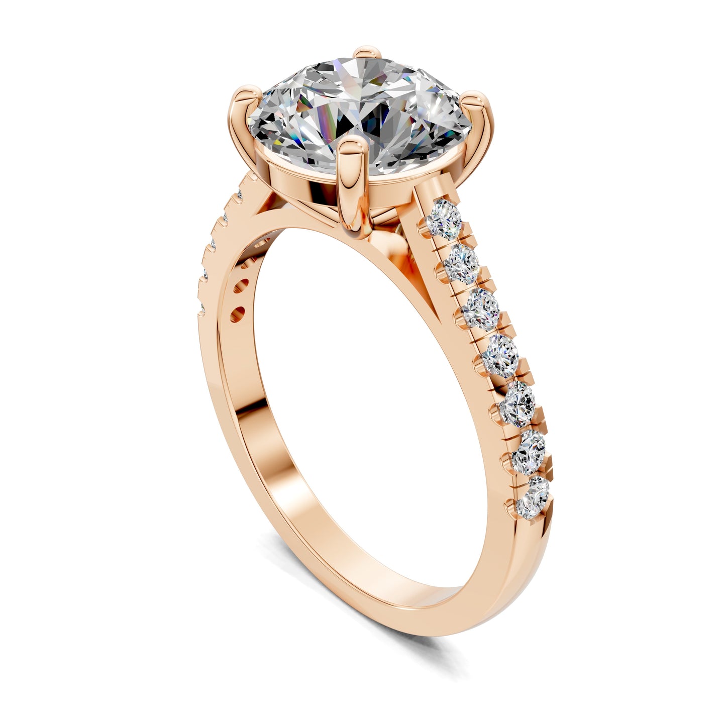 Aurora Pavé Diamond Engagement Ring – 2.5ct Round Lab Grown Diamond
