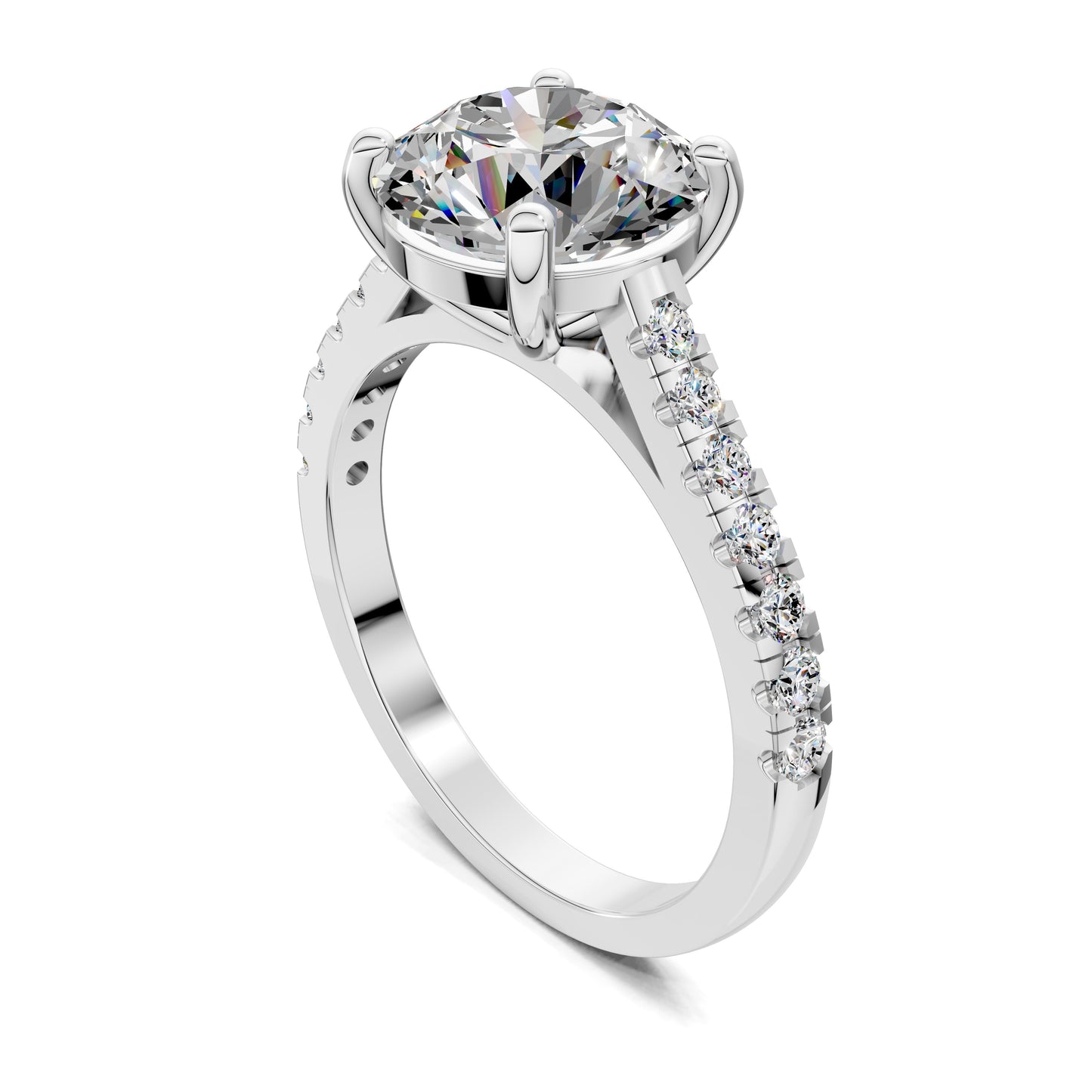 Aurora Pavé Diamond Engagement Ring – 2.5ct Round Lab Grown Diamond