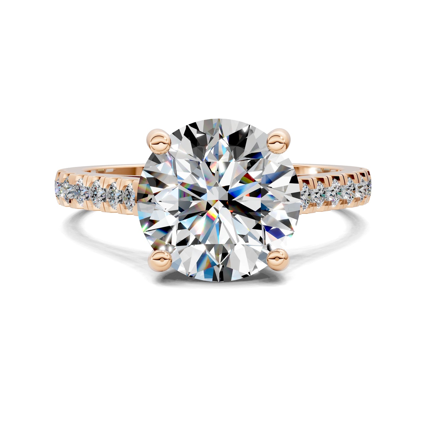Aurora Pavé Diamond Engagement Ring – 2.5ct Round Lab Grown Diamond