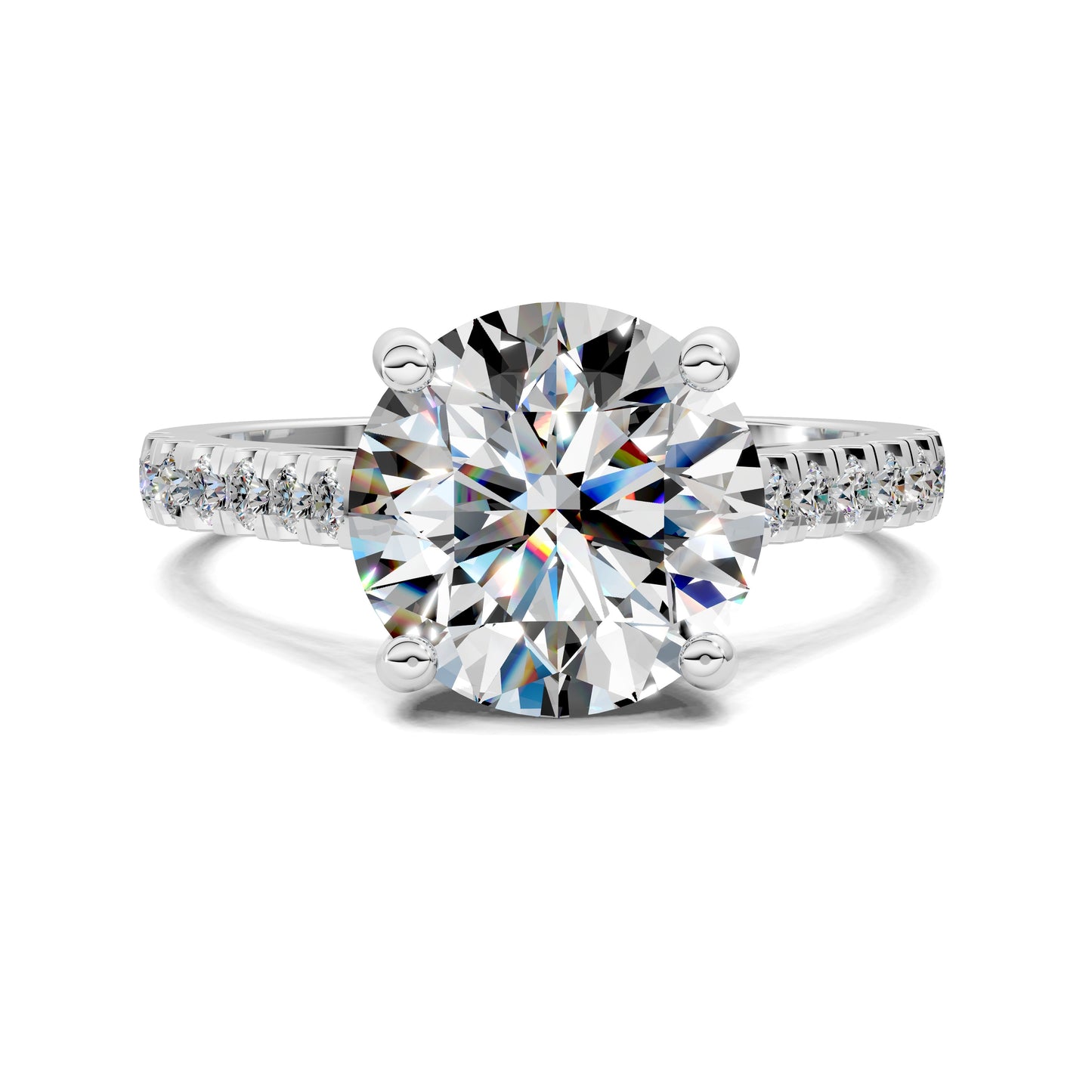 2.5 carat lab grown diamond engagement ring round cut pavé setting in gold by Opes & Co